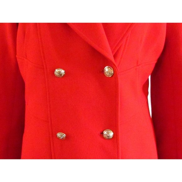 Diane Von Furstenberg Red Wool Double Breasted Notched Collar Coat Size 10.R - Picture 6 of 12